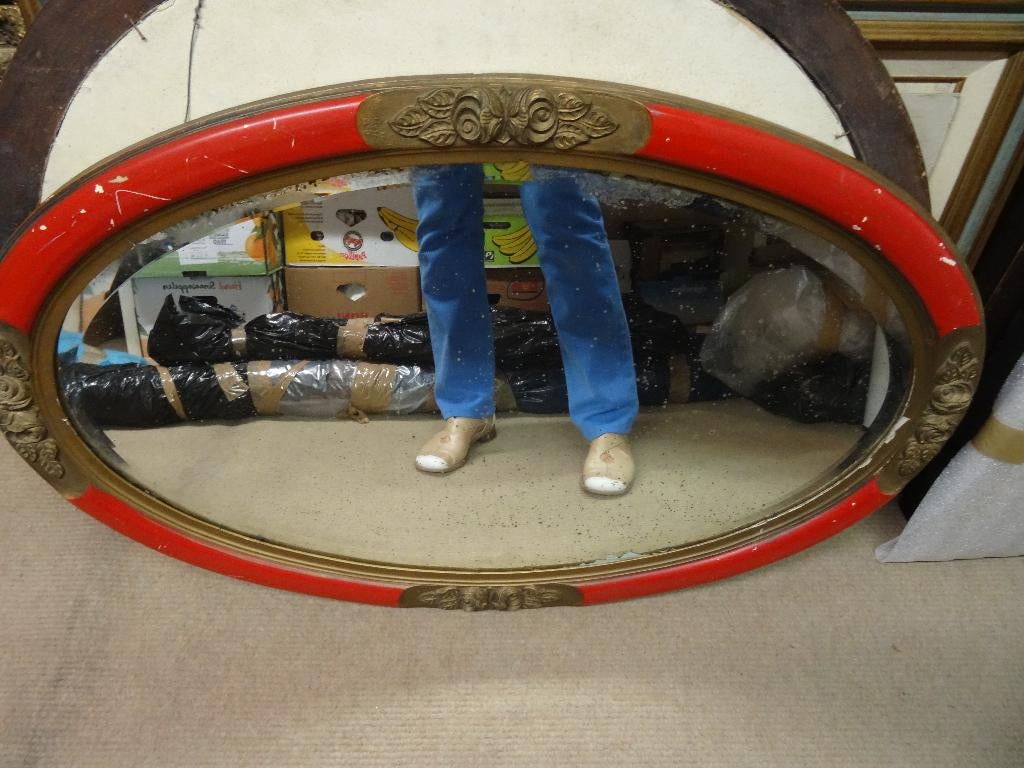 grand miroir Art-Déco rouge, Ophalen, Ovaal
