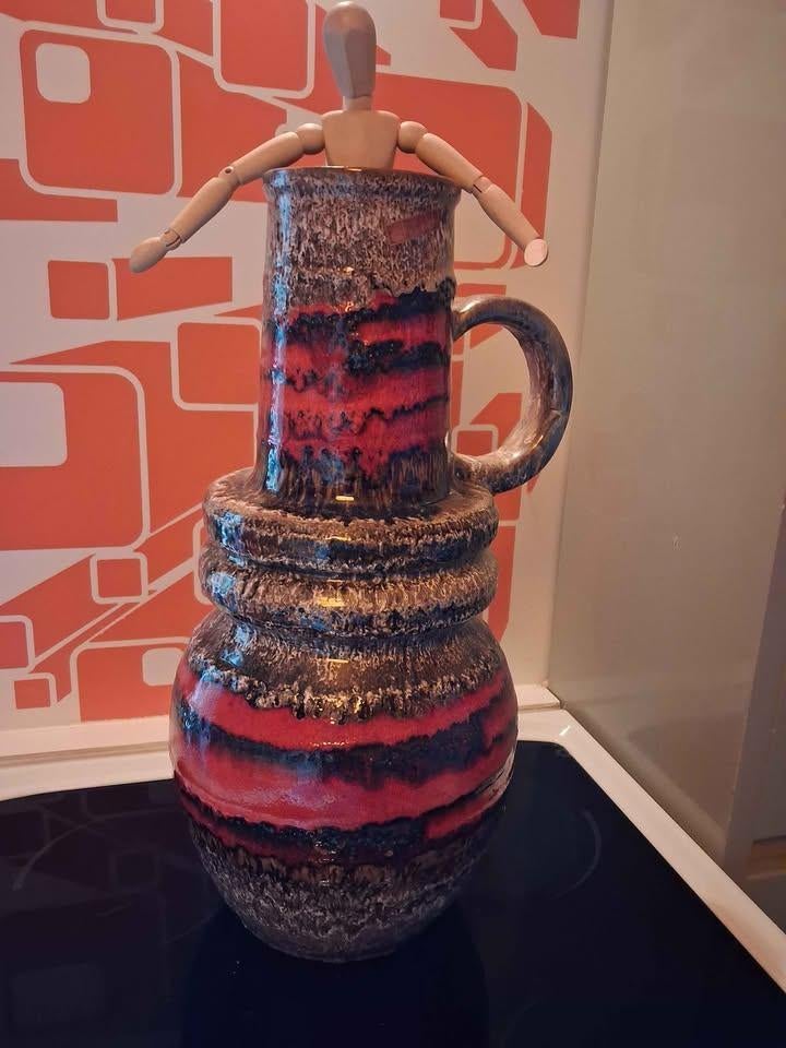 Rode vaas uit West-Duitsland 48 cm, Antiek en Kunst, Antiek | Keramiek en Aardewerk, Ophalen