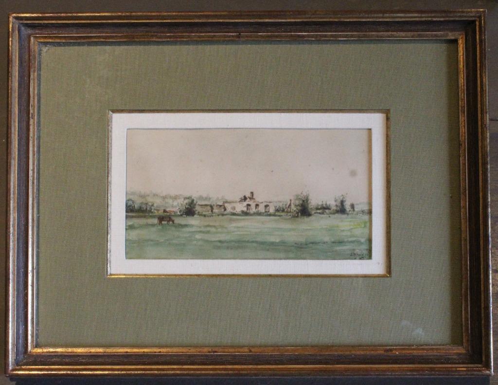 Aquarel met monogram en gedateerd 28 juni (19) 16, Antiek en Kunst, Ophalen of Verzenden