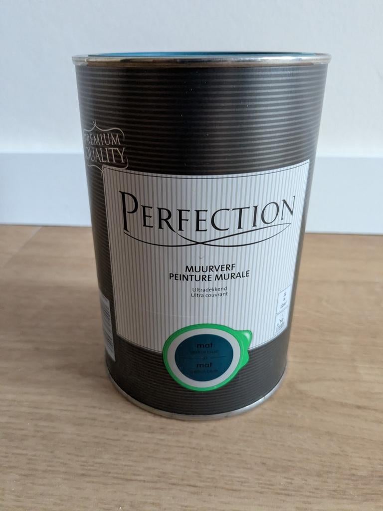 Perfection muurverf mat, petrol blue, 1l, Doe-het-zelf en Bouw, Verf, Beits en Lak, Ophalen, Zo goed als nieuw