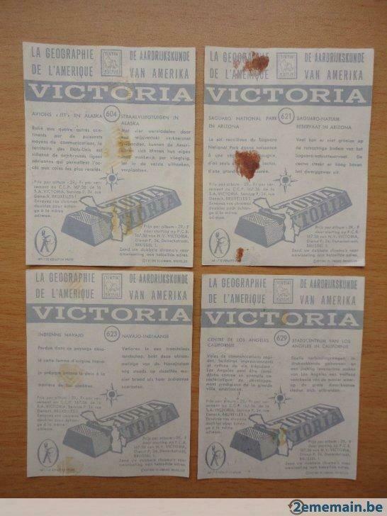 11 chromos aardrijkskunde Amerika (Victoria) album Lombard, Verzamelen, Ophalen of Verzenden, Gebruikt