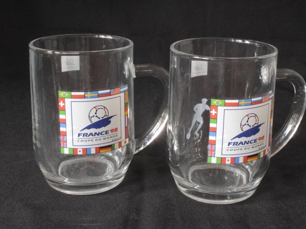 Verres à bière, Deux chopes, Coupe du Monde France 1998, Enlèvement ou Envoi, Utilisé, Verre à bière