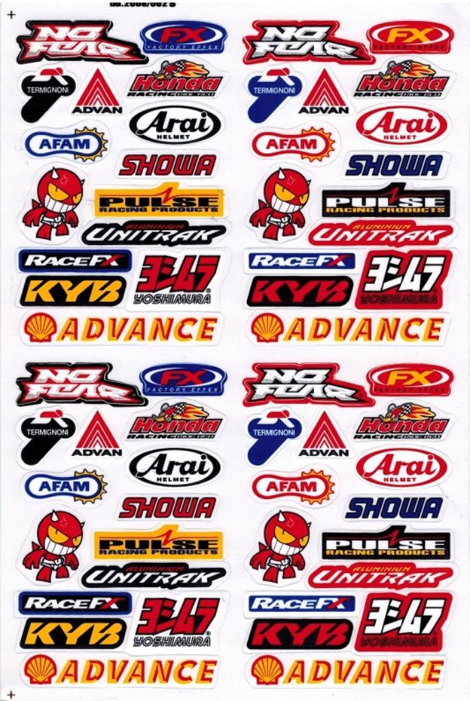 Set d'autocollants No Fear Arai Showa Yoshimura FX pour casq, Enlèvement ou Envoi