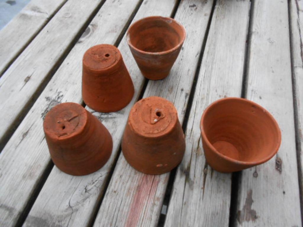 Franse antieke terracota bloempotjes, Tuin en Terras, Steen, Gebruikt, Minder dan 30 cm, Minder dan 60 cm