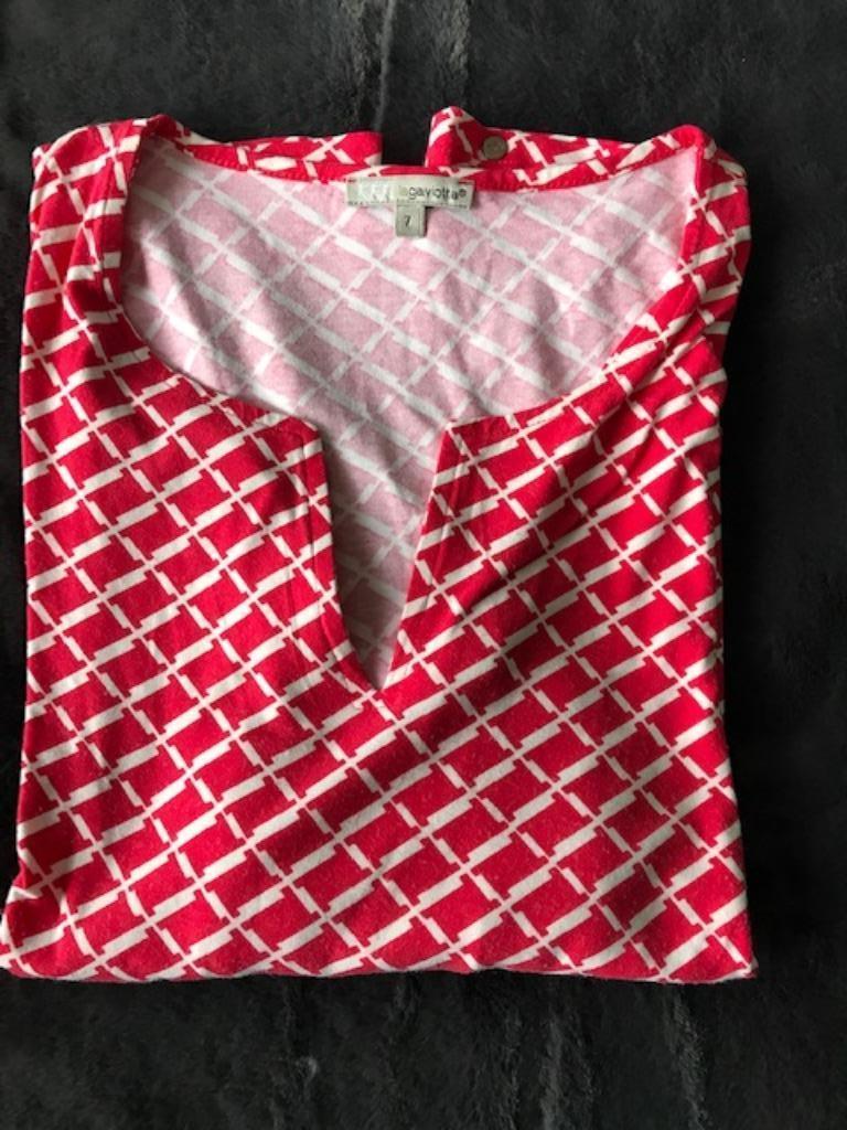 mooie t-shirt rood-wit / driekwart mouw, Ophalen of Verzenden, Rood