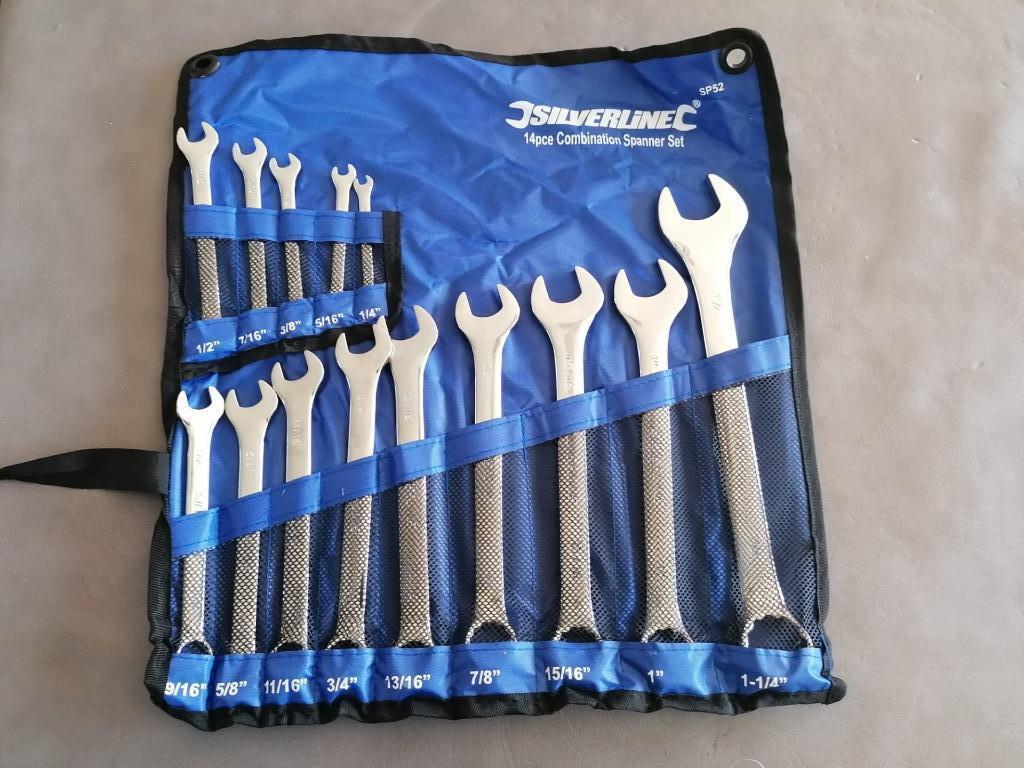 Ensemble de 14 clés mixtes, tailles anglaises 1/4" à 1 1/4, Envoi, Neuf