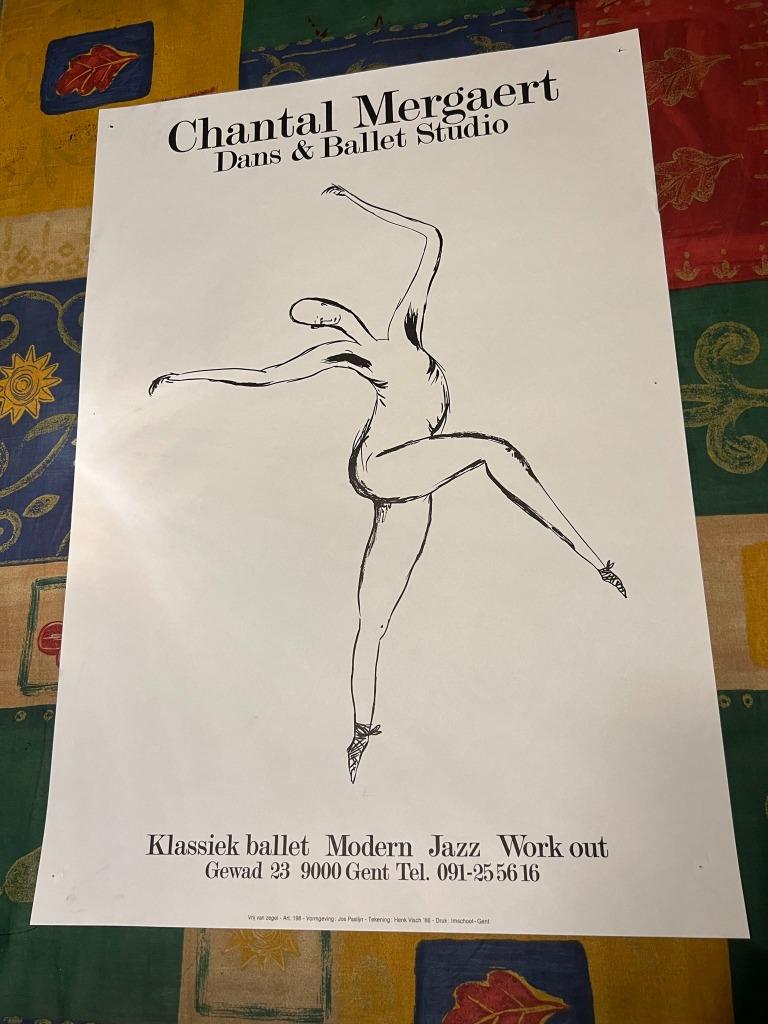 Vintage poster, Chantal Mergaert - Dans & Ballet Studio, Rechthoekig Staand, Deurposter of groter, Ophalen of Verzenden, Zo goed als nieuw