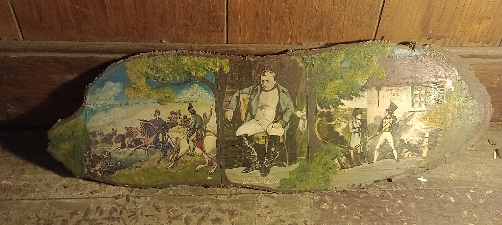 Logschilderij, Napoleon, Waterloo War, 45x15, nr. 251, Antiek en Kunst, Ophalen of Verzenden