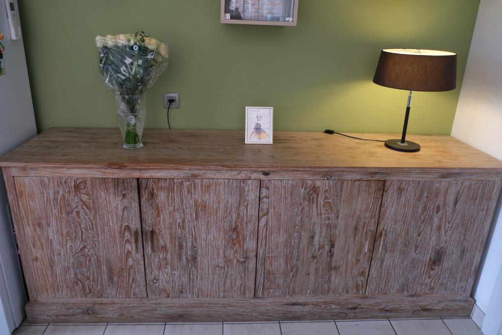 Massief eiken buffetkast "William Winston Collection", Huis en Inrichting, Ophalen, Eikenhout, Landelijk, 200 cm of meer