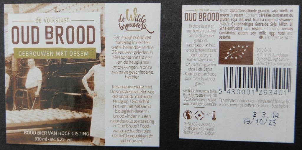 Bieretiket Oud Bruin brouwerij De Wilde Brouwers (7j4), Ophalen of Verzenden, Gebruikt