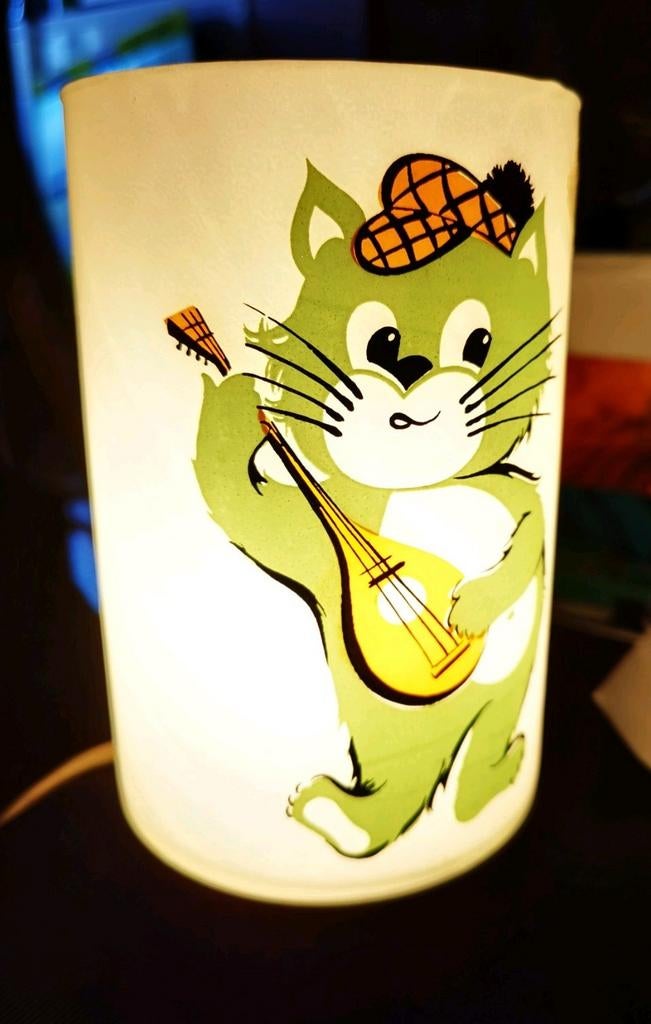 Lampe de chevet rétro années 70 guitare jouant du chat, Enlèvement ou Envoi, Maison et Meubles