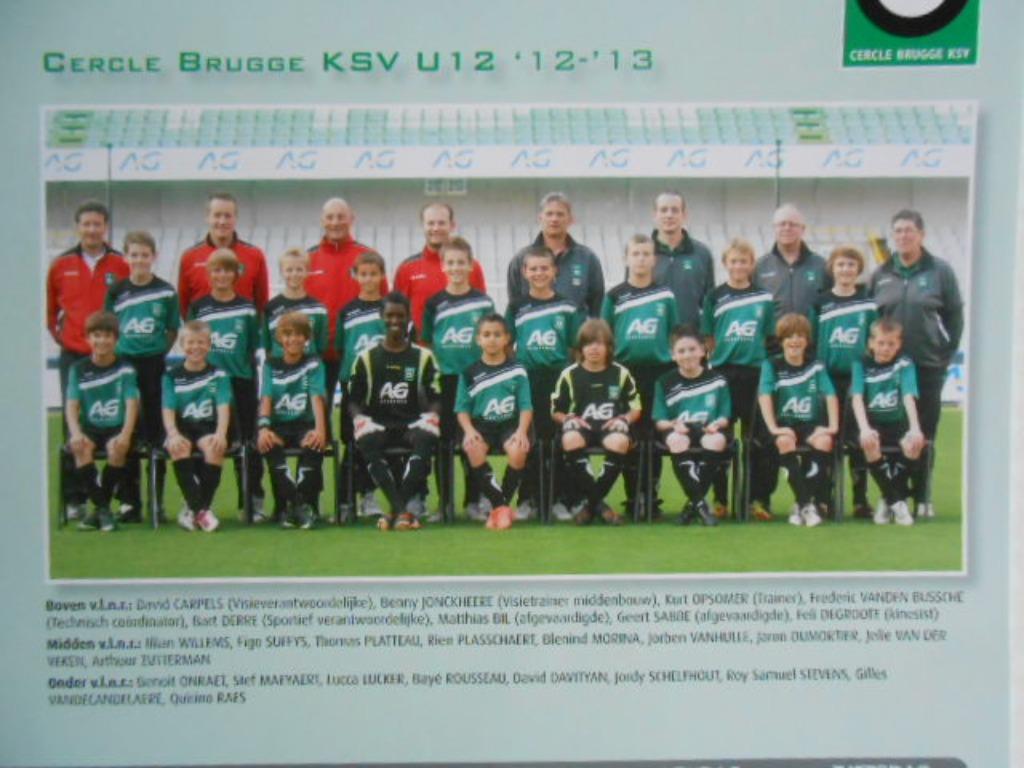 poster foto Cercle Brugge KSV "U12" 2012 - 2013 met namen, Ophalen of Verzenden, Nieuw, Poster, Plaatje of Sticker