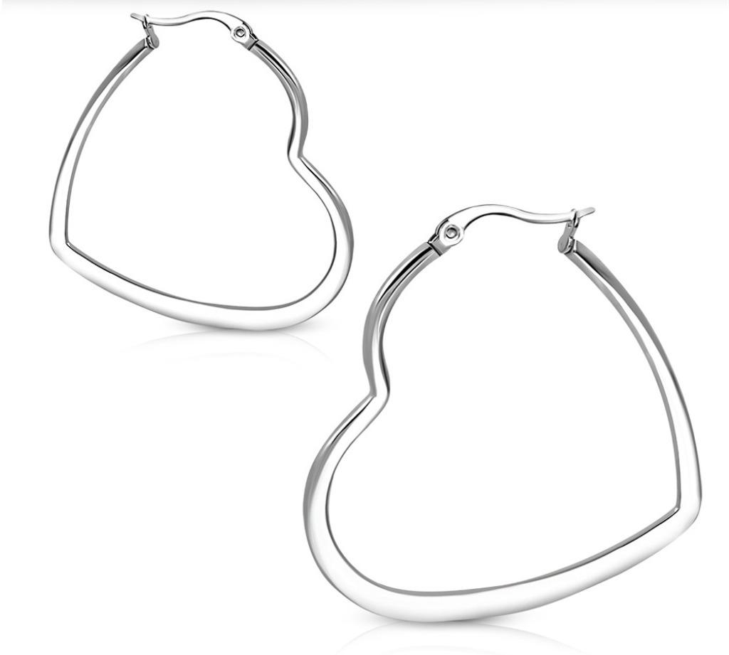 Boucles d'oreilles créoles coeur en acier inoxydable, Enlèvement ou Envoi, Neuf
