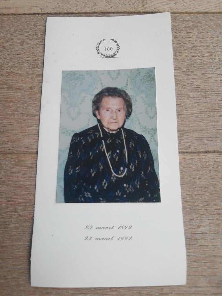 Menukaart 100-jarige : 1892-1993, Ophalen of Verzenden