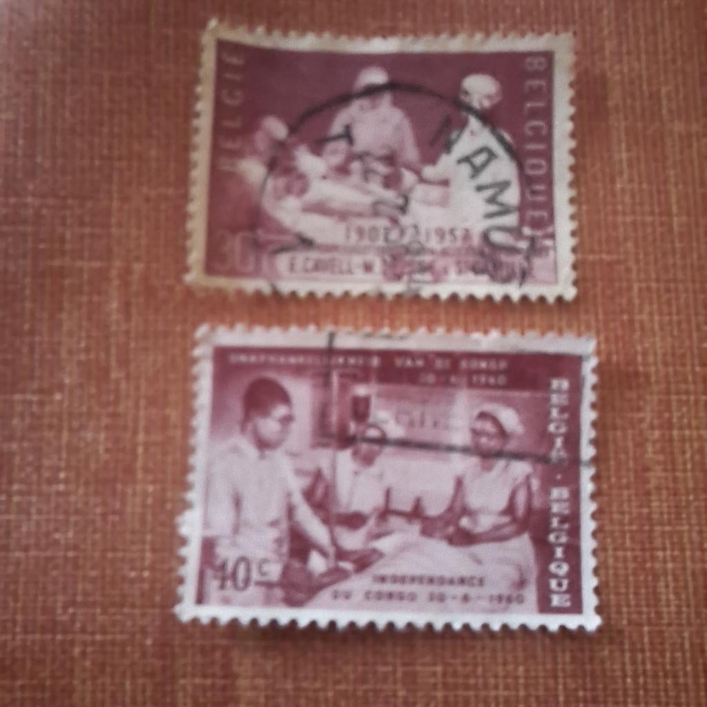 2 Belgische postzegels, Ophalen of Verzenden, Gestempeld