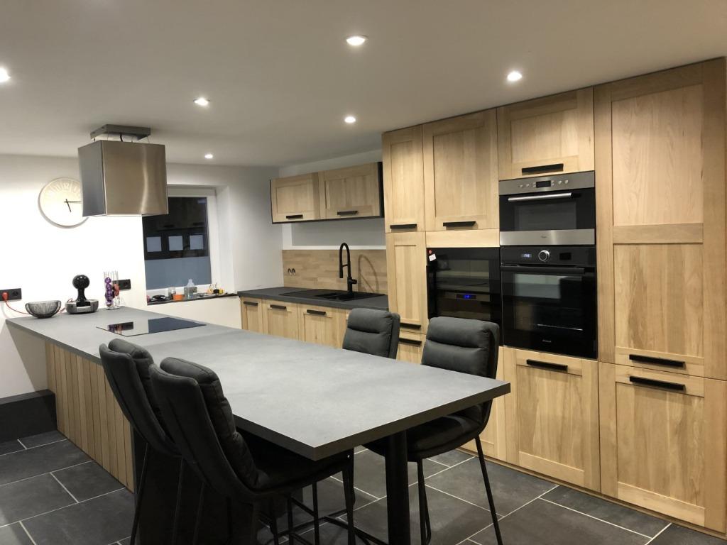 Meubles de cuisine chêne massif brut, Maison & Meubles, Neuf, Bois, Brun, Enlèvement