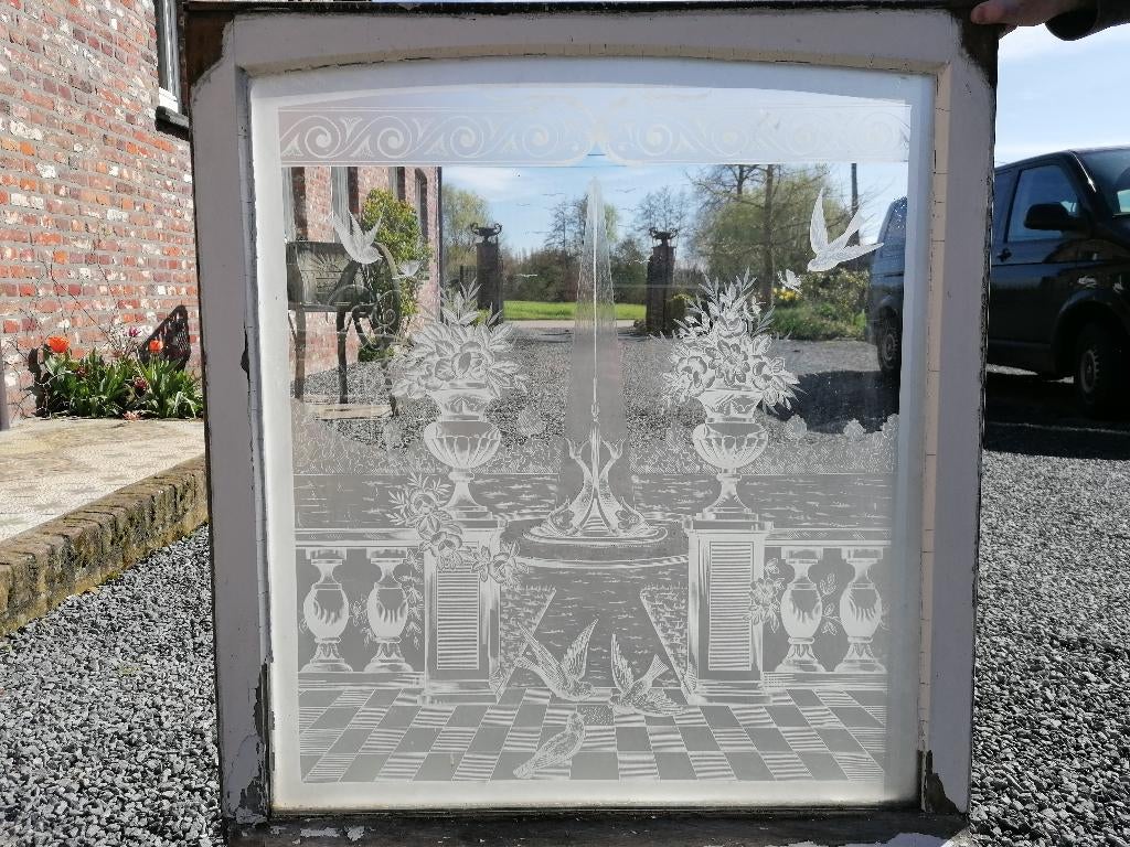 2 antieke glasramen, Antiek en Kunst, Ophalen