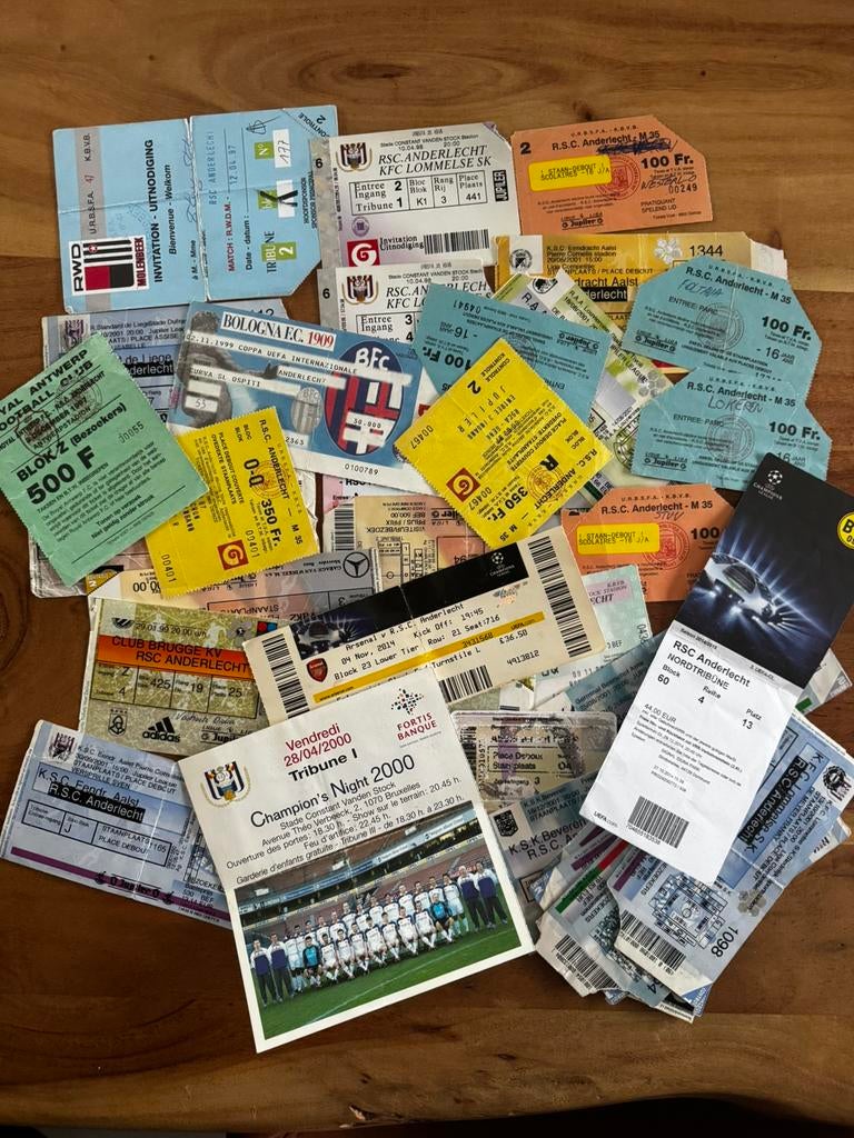 RSC Anderlecht nostalgie collectie 1995–2015 tickets, Ophalen of Verzenden