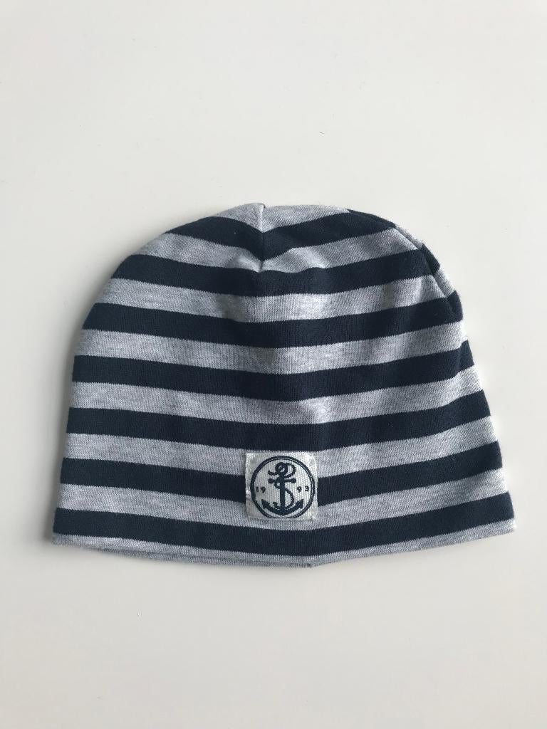 Blauwe muts met grijze strepen 92/104, Kinderen en Baby's, Kinderkleding | Mutsen, Sjaals en Handschoenen, H&M, Nieuw, Ophalen of Verzenden
