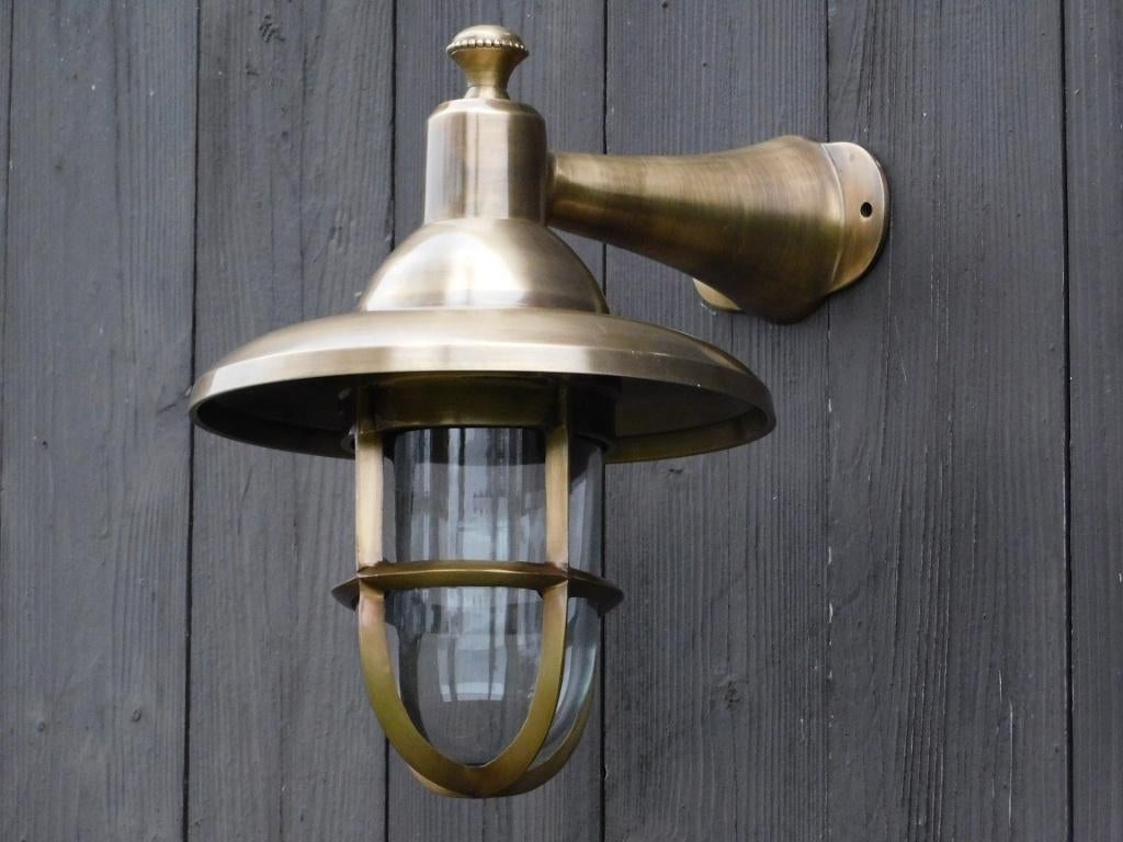 Scheepslamp M - Messing - Rond, Antiek en Kunst, Ophalen of Verzenden