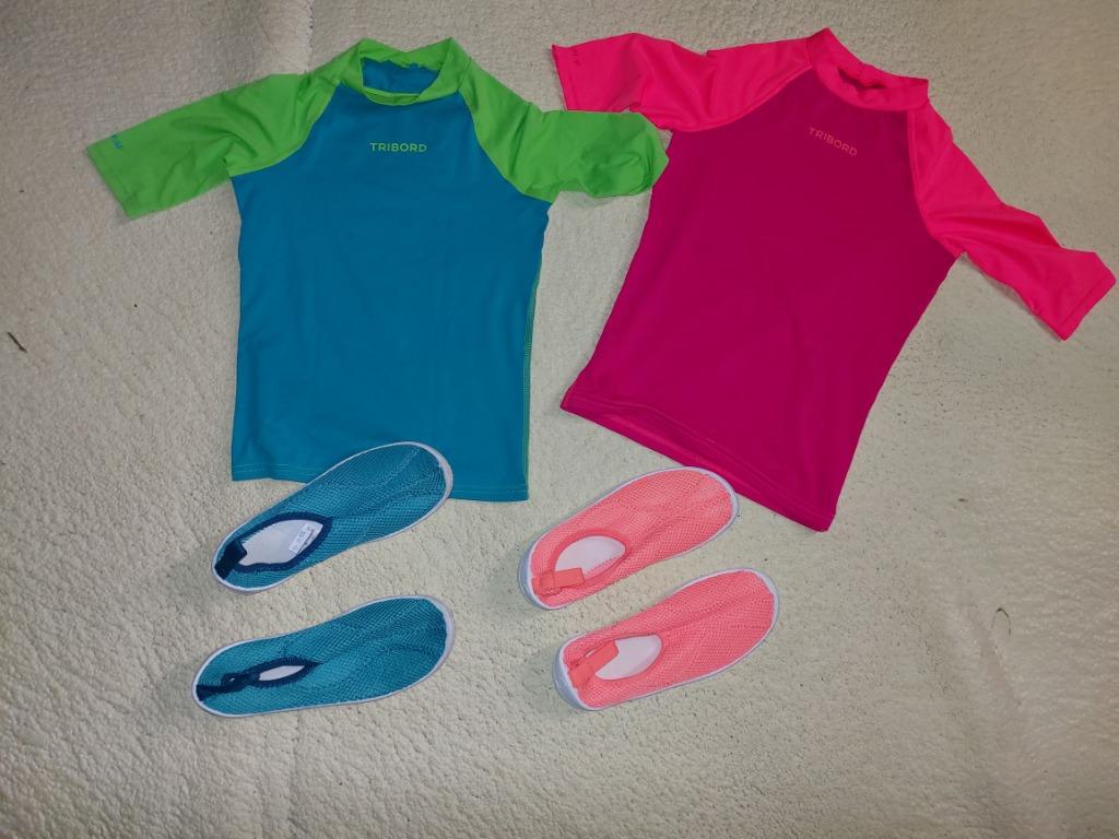 UV Shirt maat 140 en waterschoenen maat 34 / 35, Kinderen en Baby's, Kinderkleding | Kinder-zwemkleding, Gebruikt, UV-zwemkleding