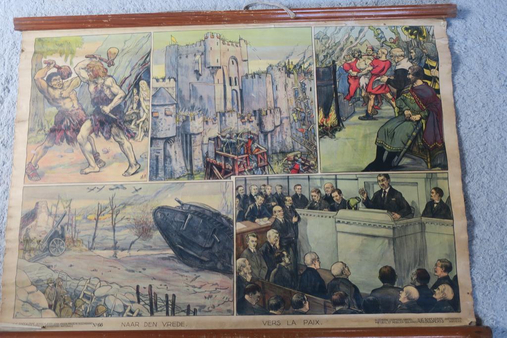 affiche scolaire Bossaerts vers la paix, Antiquités & Art, Enlèvement, Histoire