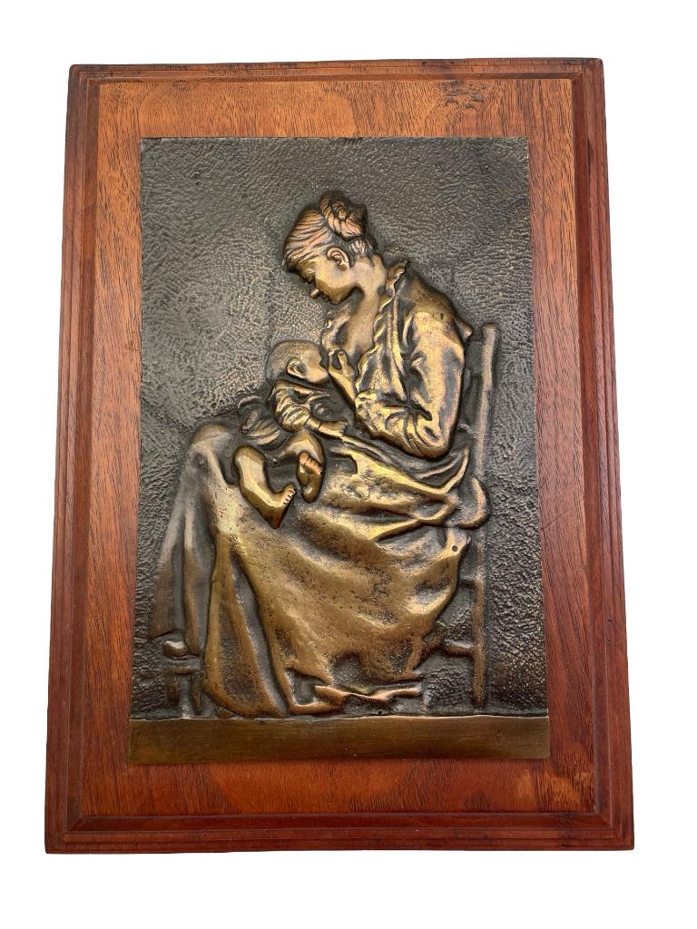 Bronzen wandplaat toegeschreven aan Alexandre Charpentier