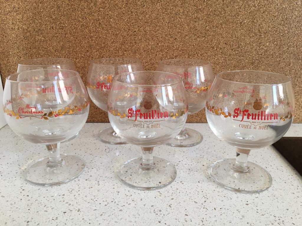 6 bierglazen van St Feuillien - Cuvee de Noel, Enlèvement, Comme neuf, Verre à bière