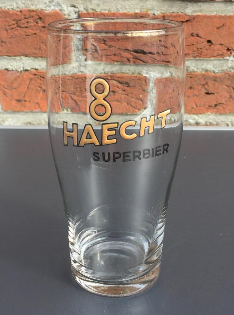 Verre à bière émaillé "8 Haecht Superbier", Enlèvement ou Envoi, Utilisé, Verre ou Verres, Autres marques