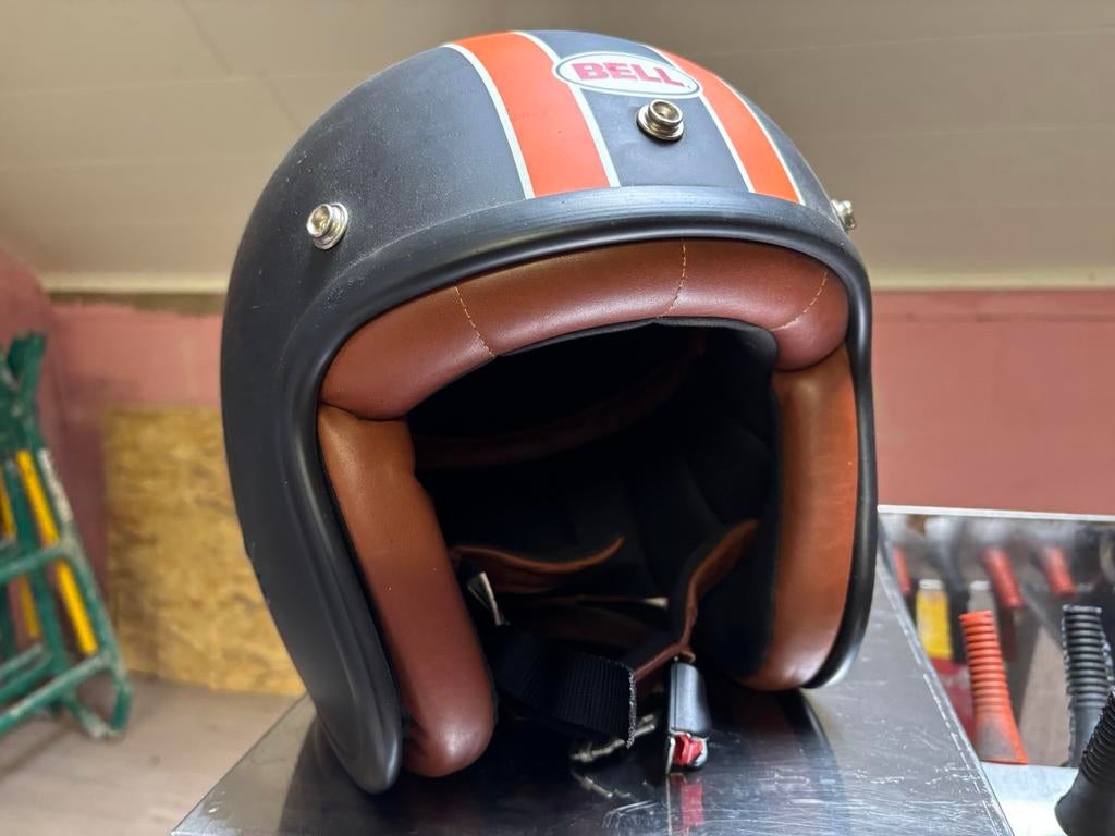 Casque/ style vinted noir orange L, Fietsen en Brommers, Ophalen, Zo goed als nieuw