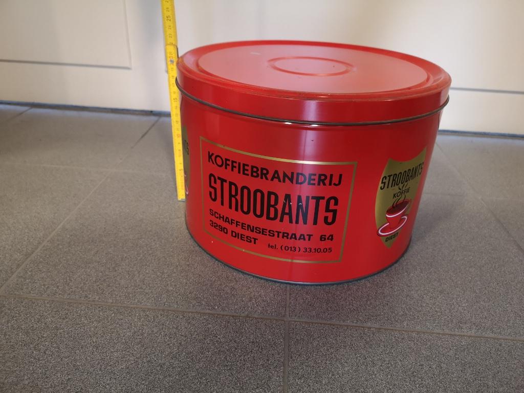 Rode koffiedoos Stroobants Koffiebranderij Diest laag, Ophalen, Gebruikt, Koffie, Overige merken
