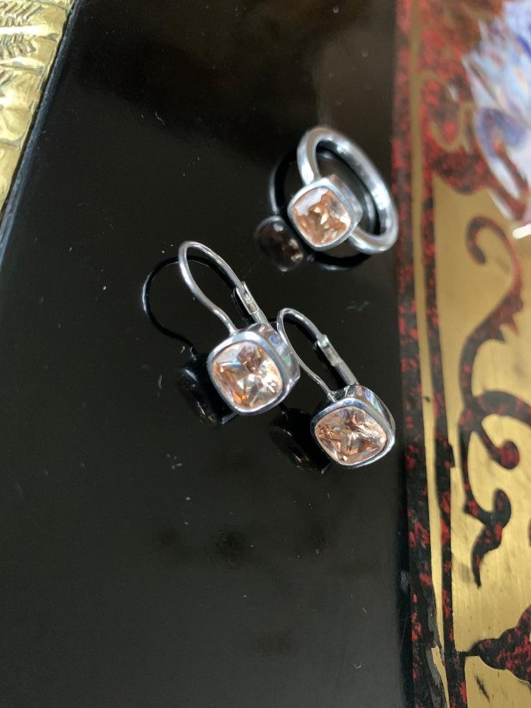 Bague et boucles d’oreilles Ti Sento argent, Enlèvement ou Envoi, Avec cristal, Utilisé, 17 à 18