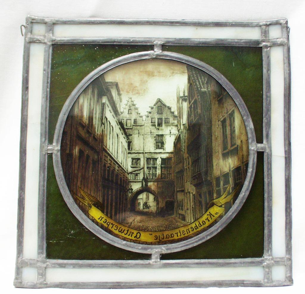 Antwerpen -Krabbenstraat - glasraam., Ophalen of Verzenden