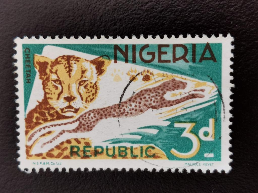 Nigeria 1965 - wilde  dieren - cheetah, Ophalen of Verzenden, Gestempeld, Dier of Natuur