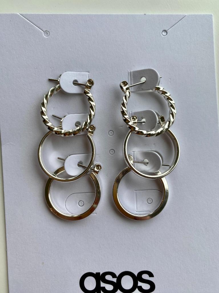 Set van drie zilverkleurige oorringen (ASOS DESIGN - 2 cm), Neuf, Enlèvement ou Envoi, Autres matériaux, Argent