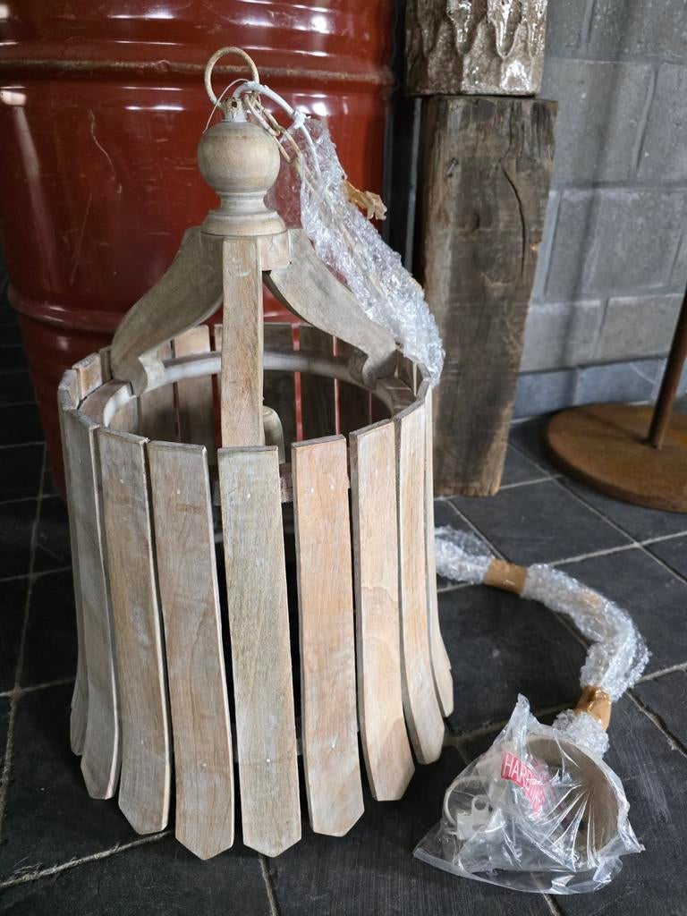 Nouvelle lampe suspendue en bois gris lustré, Enlèvement ou Envoi, Neuf, Bois