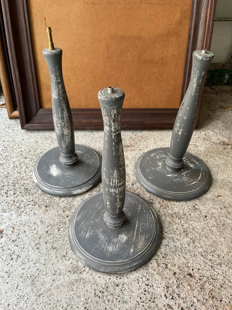 ANTIEKE LAMPENVOETEN 8 STUKS LAMP HOUT BALUSTER, Ophalen of Verzenden