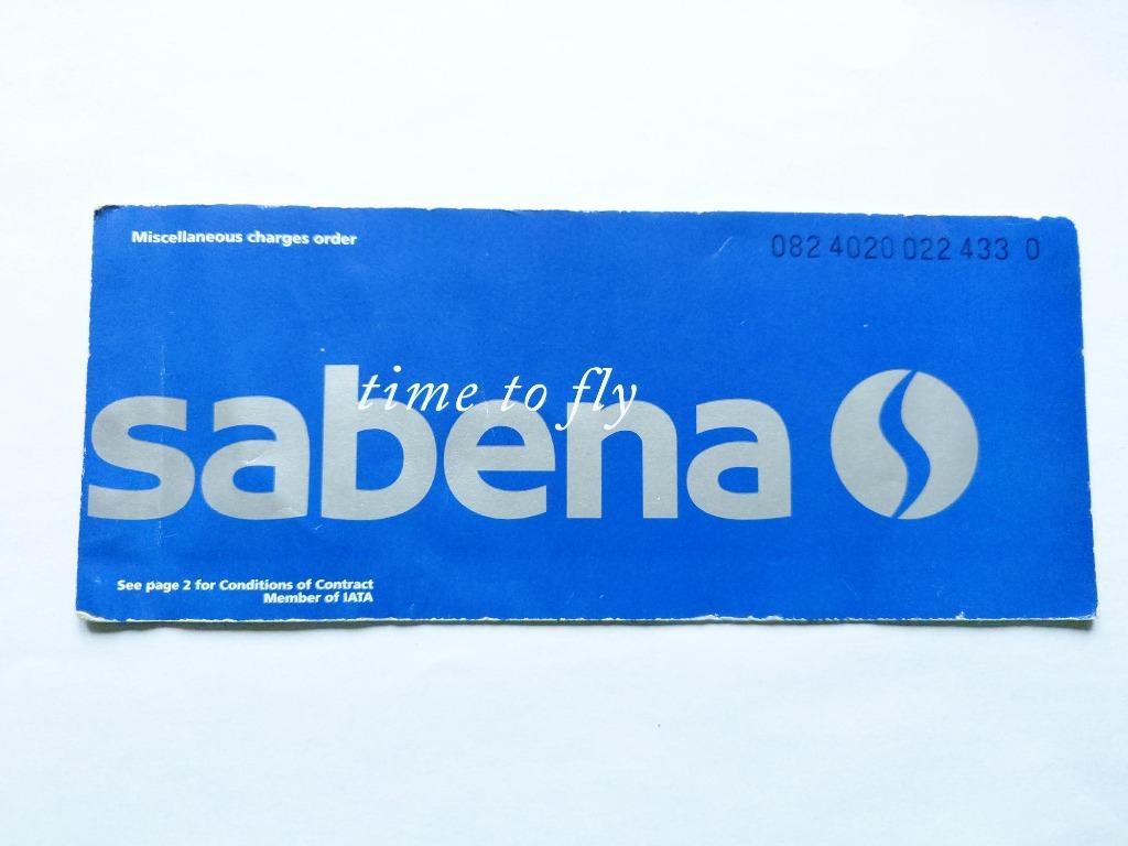 Billet d'avion Sabena vierge, Enlèvement ou Envoi, Utilisé, Autres types
