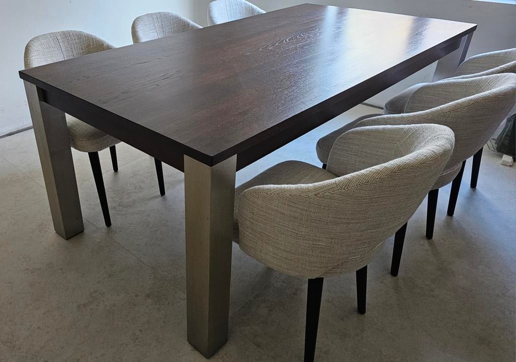 Degelijke tafel als eettafel, vergadertafel, bureau. 10 zit, Huis en Inrichting, Ophalen, Zo goed als nieuw, 75 cm of meer, Modern