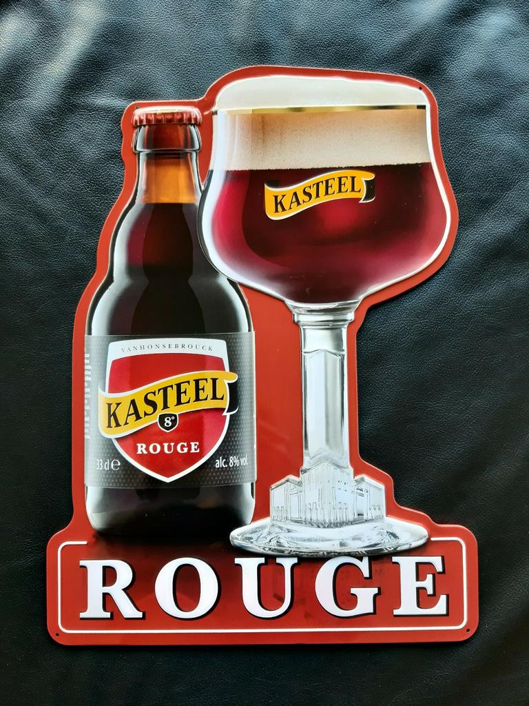 Reclamebord Kasteelbier Rouge NIEUW, Verzamelen, Ophalen, Nieuw, Reclamebord, Plaat of Schild
