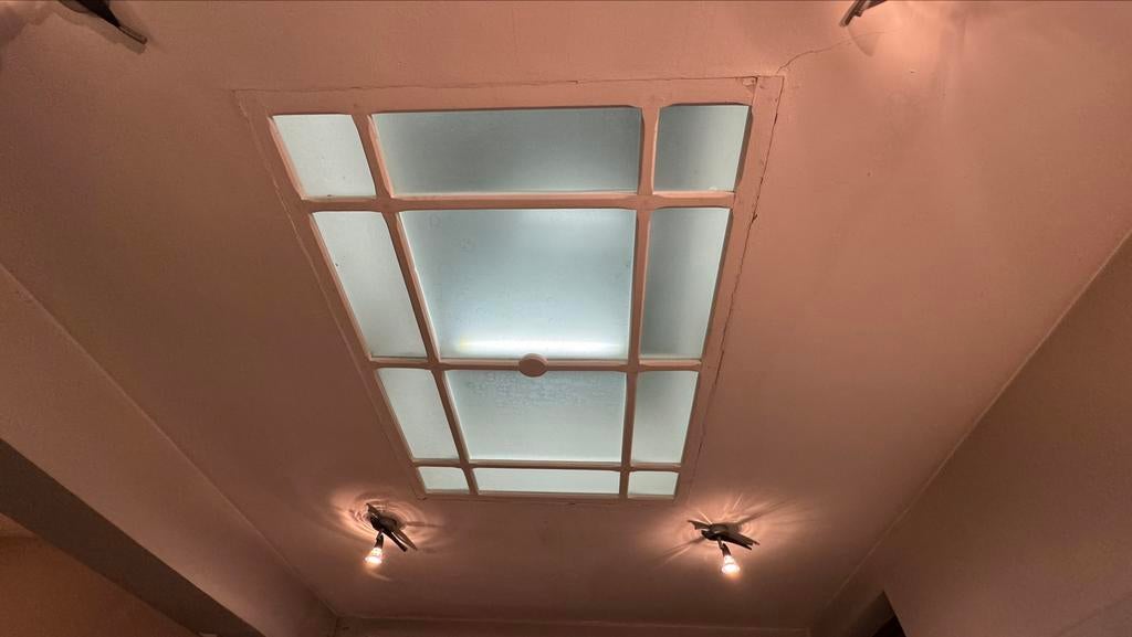 Lanterneau ancien en bois et 12 vitres sablées, Ophalen, Gebruikt