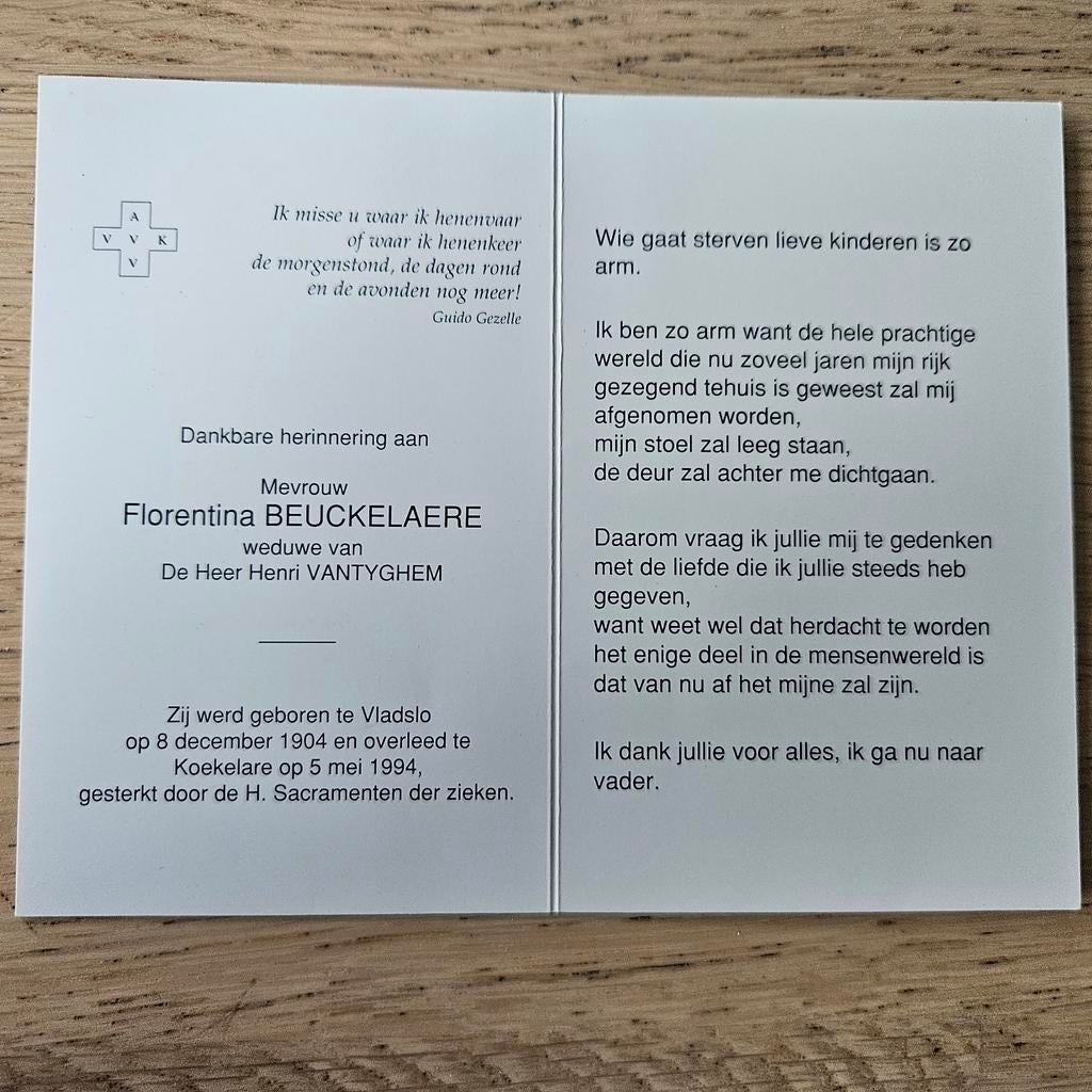 Beuckelaere Vladslo 1904 - Koekelare 1994 AVV-VK, Enlèvement ou Envoi
