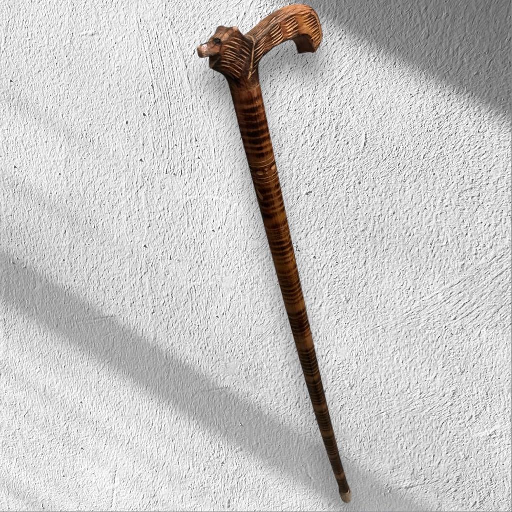 Bewerkte houten wandelstok, Ophalen of Verzenden, Zo goed als nieuw