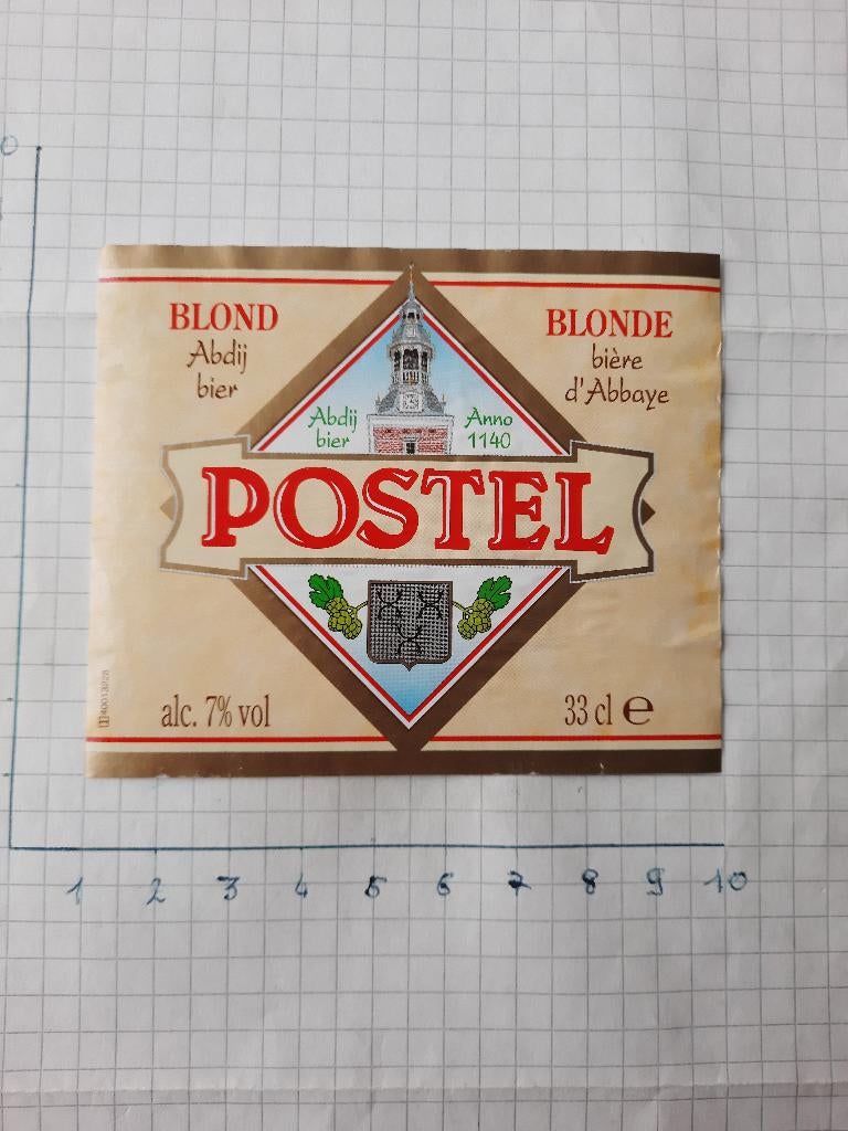 Bieretiket Postel, Verzamelen, Biermerken, Ophalen of Verzenden, Gebruikt
