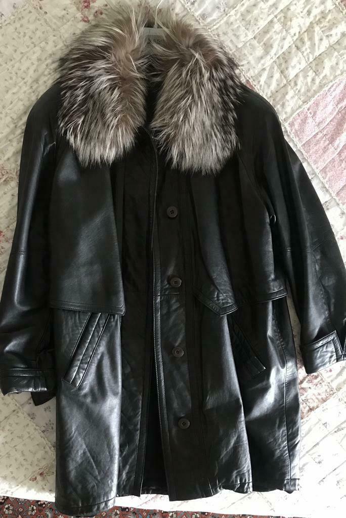 Zwart leren jack, T: 44-46, J. DE WIT te Aalst, Kleding | Dames, Jassen | Winter, Zo goed als nieuw, Zwart