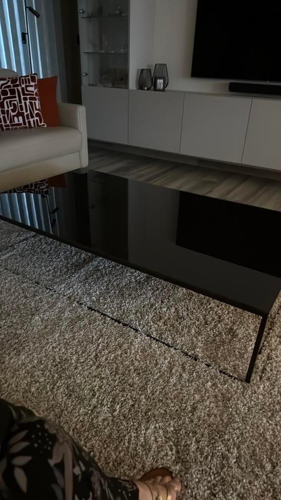 Te koop modern salon tafel en bijzettafel, Ophalen, Gebruikt, Glas