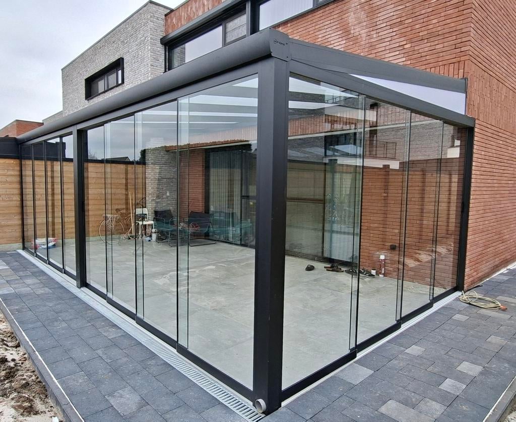 Pergola terrasoverkapping glazen schuifwanden veranda carpor, Ophalen of Verzenden