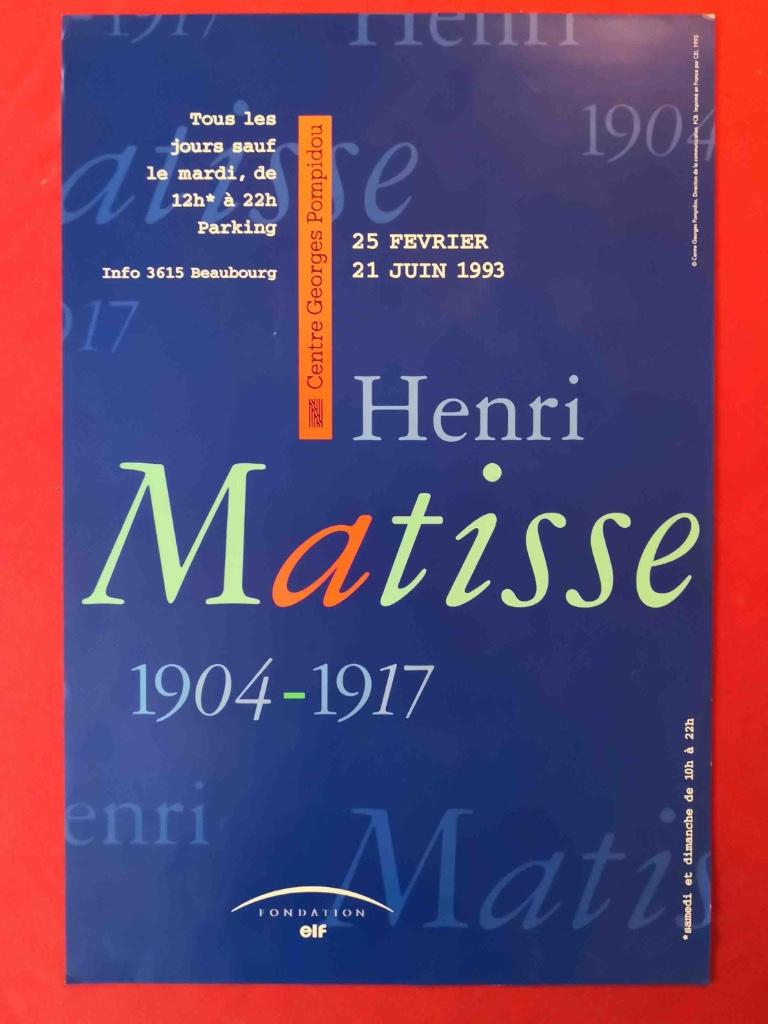 HENRI MATISSE TENTOONSTELLINGSPOSTER - PARIJS - 1993, Rechthoekig Staand, Ophalen of Verzenden, Zo goed als nieuw, A1 t/m A3