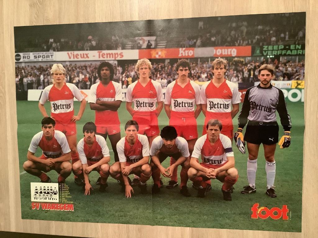 Poster SV Waregem Jaren 80, Verzamelen, Ophalen of Verzenden, Zo goed als nieuw, Poster, Plaatje of Sticker