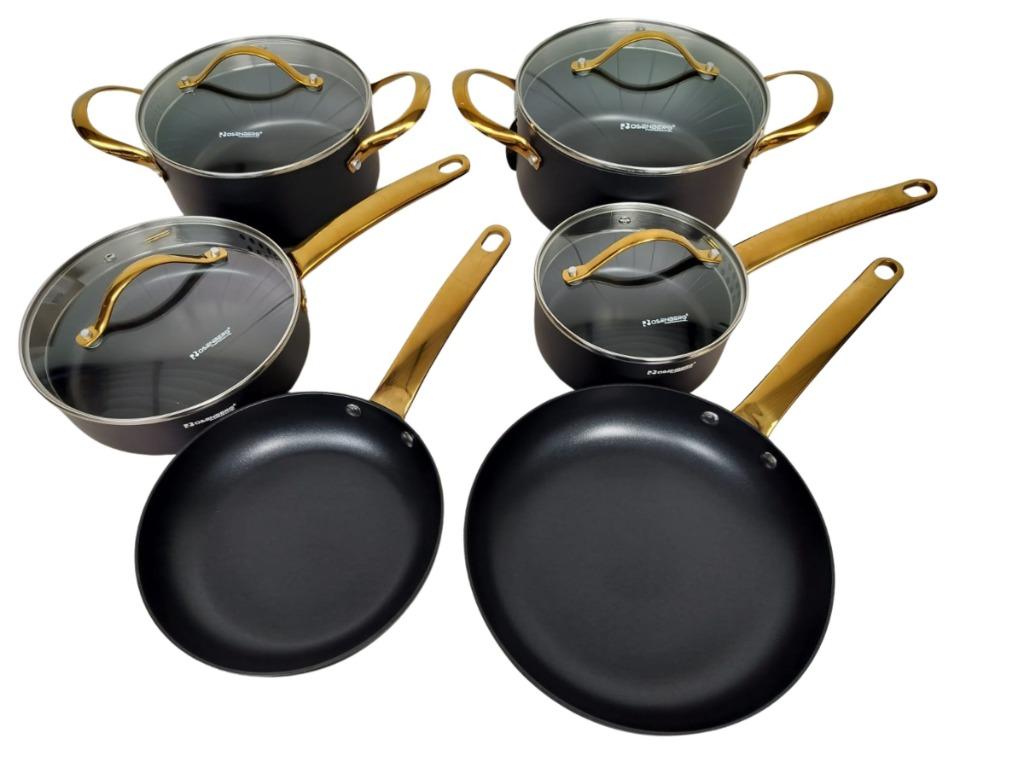 Rosenberg Luxe Pannenset - 10 delig - Zwart - Inductie.Nieuw, Pannenset, Ophalen of Verzenden, Keramische plaat, Nieuw